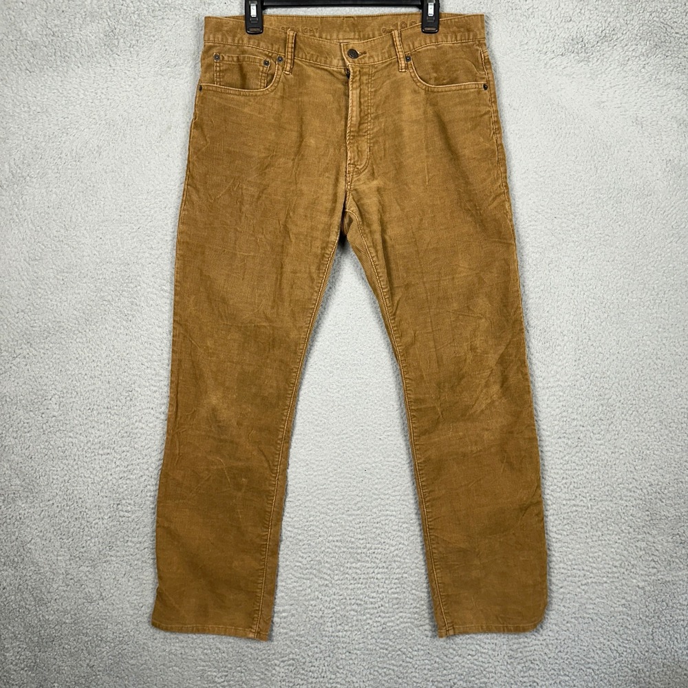 GAP 1969 Pants Mens 33X30 Straight Fit Brown Corduroy Chino 5-Pocket Casual EUC